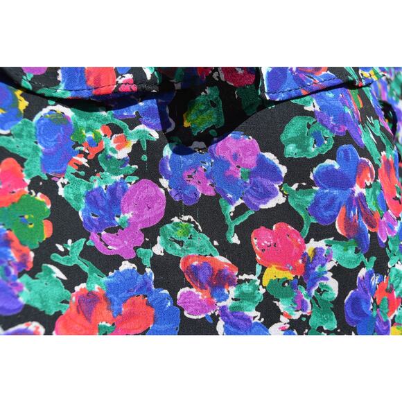 Vintage 1980s Liz Roberts Floral Chiffon Blouse - Picture 4 of 6